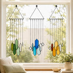Geometrischer Buntglas-Sonnenfänger, farbenfrohes Glas-Windspiel