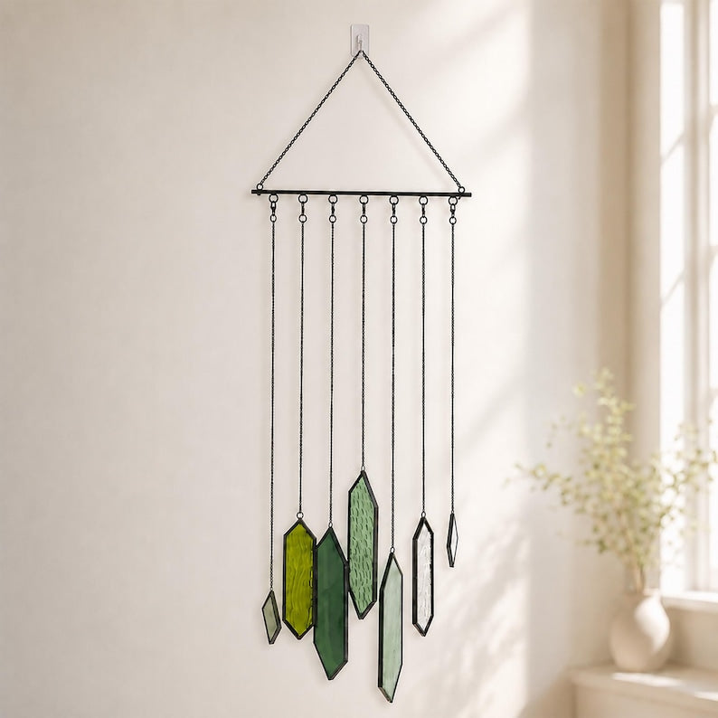Geometrischer Buntglas-Sonnenfänger, farbenfrohes Glas-Windspiel