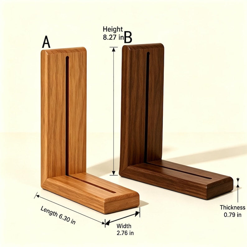 Ginkgoblattförmige Buchstütze aus Buntglas mit Holzsockel