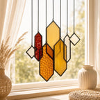 Geometrischer Buntglas-Sonnenfänger, farbenfrohes Glas-Windspiel