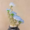 Blaue Lotusstil Glasblume mit Topf, Kunstglas Blumenskulptur, 20 cm Hoch